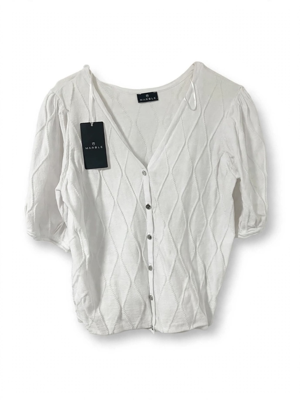 Marble White Knit Cardigan | New with Tags | Size. S